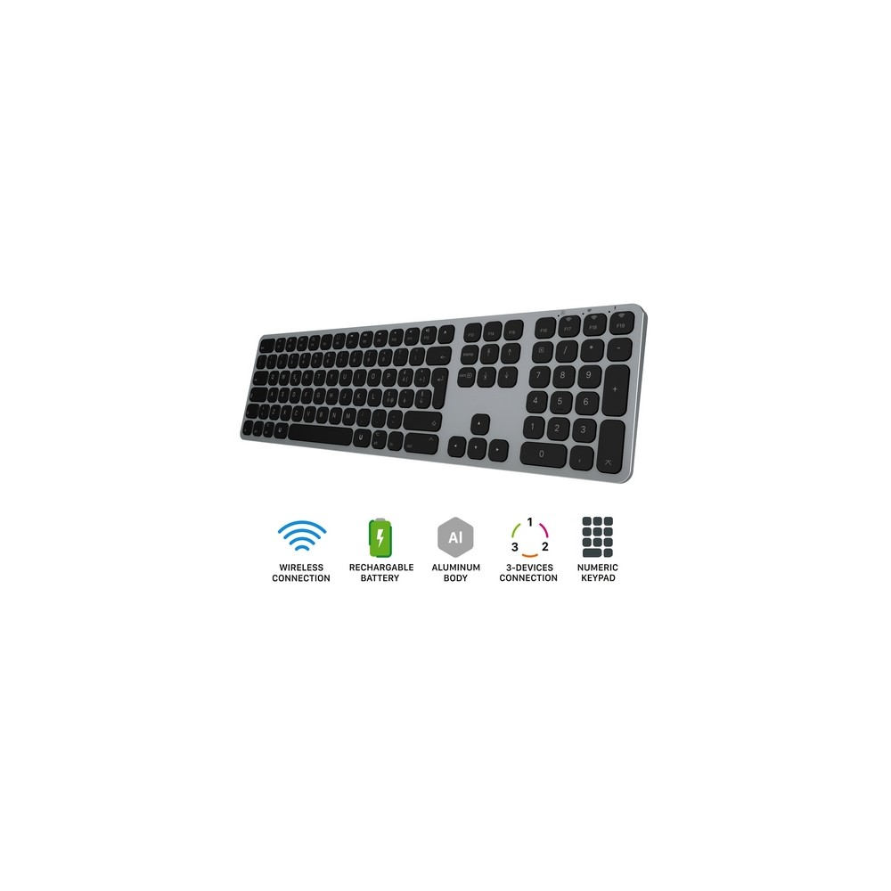 TUNIT Tastiera wireless in alluminio con tastierino numerico - Grigio Siderale ITA In Vendita