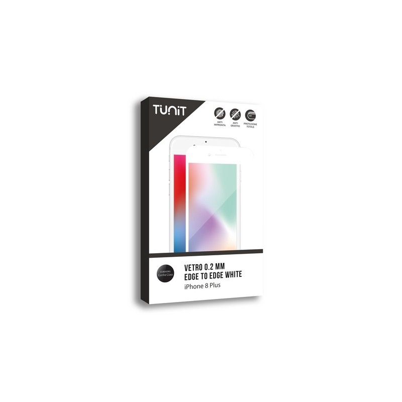 TUNIT Vetro "Edge to Edge"a doppia tempratura per iPhone 8 Plus - Bianco