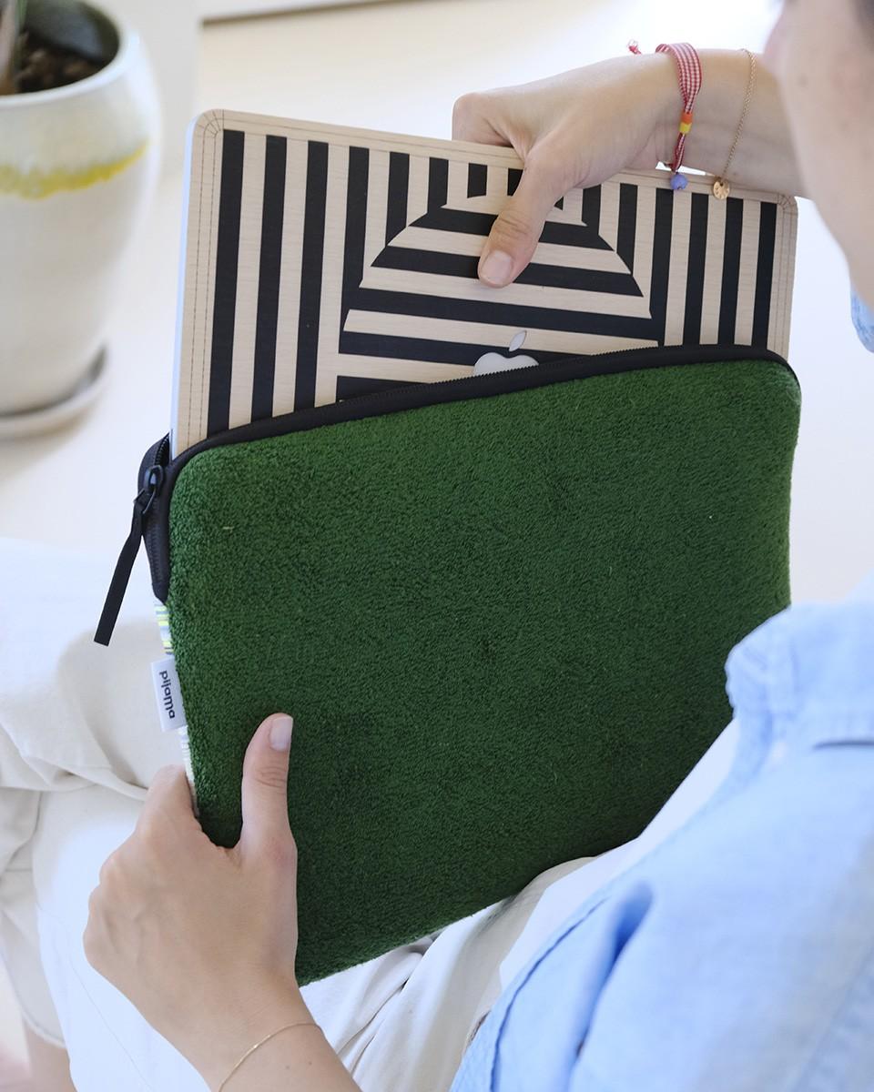 Wood'd Patch Green Macbook Case Vendita Calda
